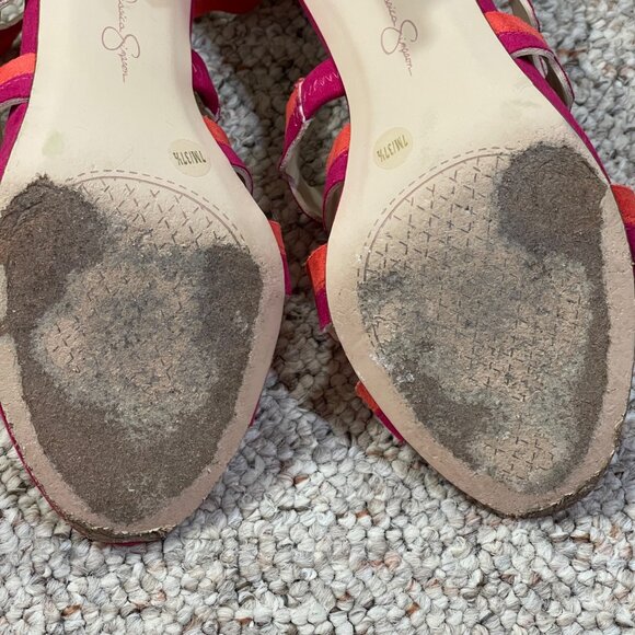 Jessica Simpson Caveena Strappy Heel Shoe Pumps Sandals Size 7M Pink Orange - Picture 14 of 14